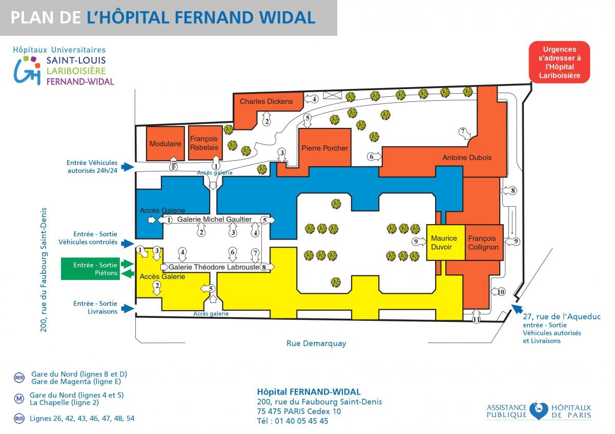 નકશો Fernand-Widal હોસ્પિટલ