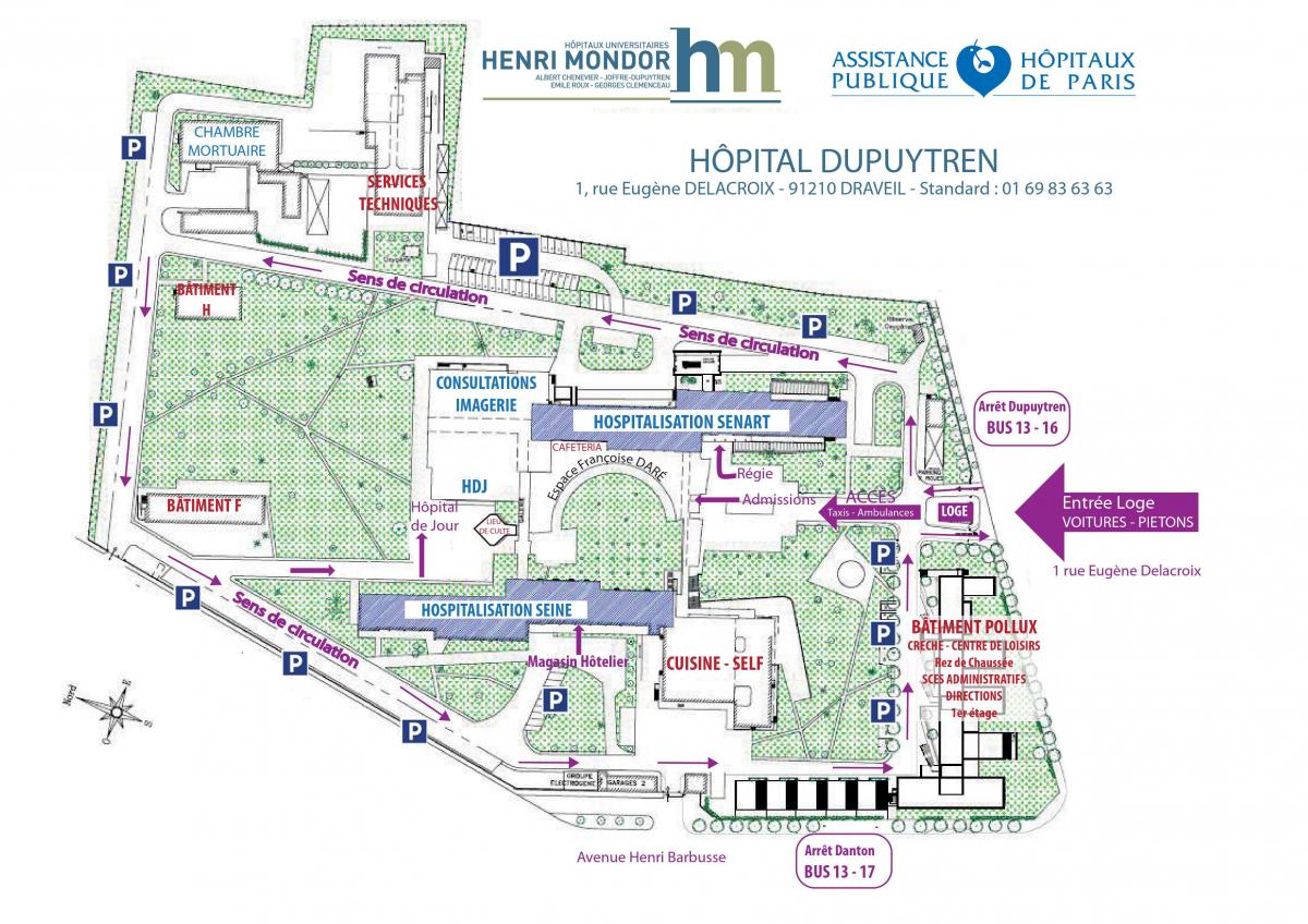 નકશો Joffre-Dupuytren હોસ્પિટલ