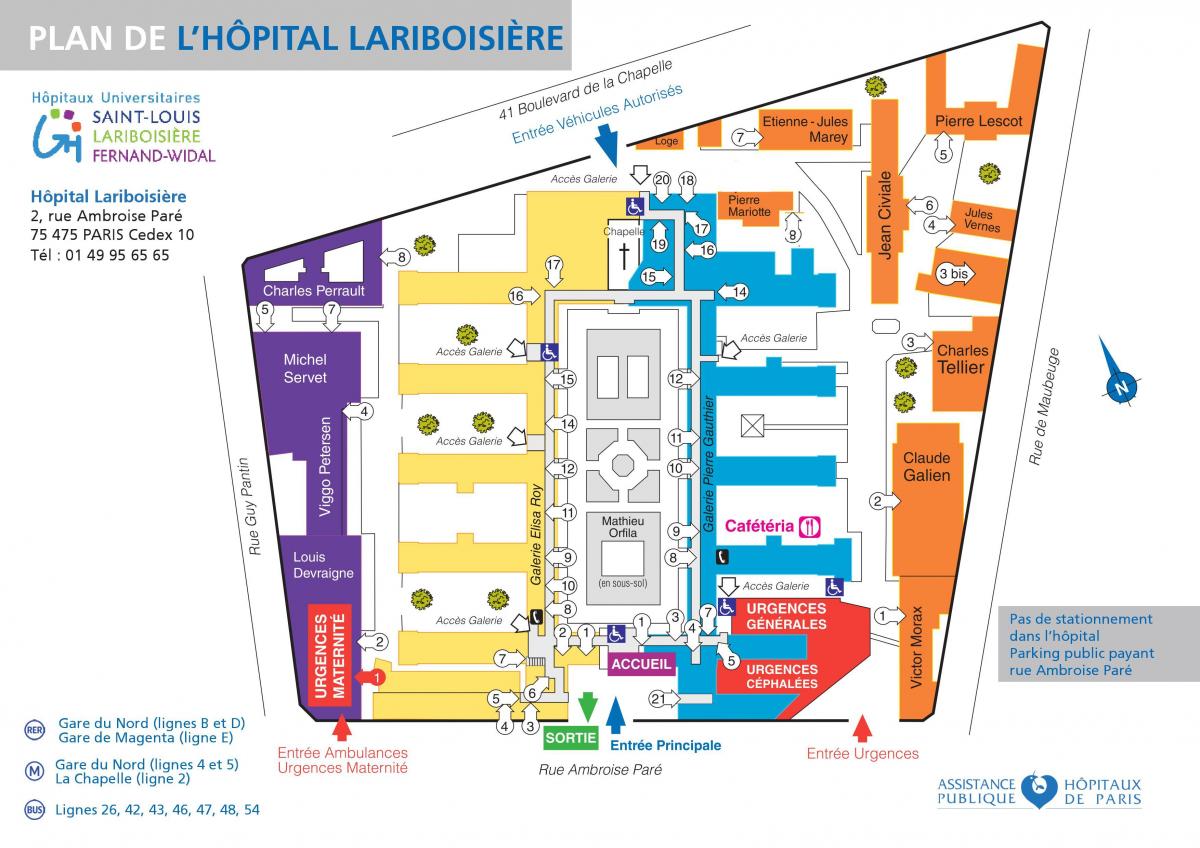 નકશો Lariboisiere હોસ્પિટલ