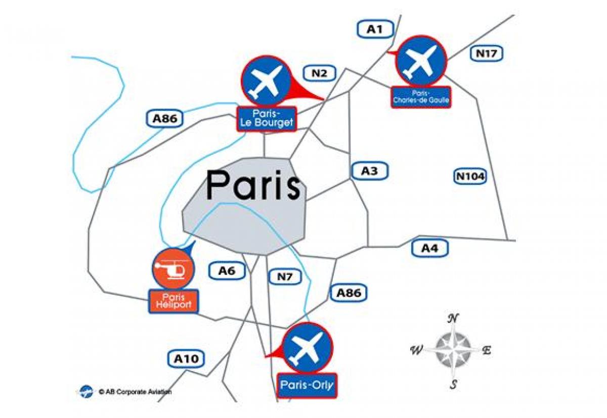 નકશો Paris એરપોર્ટ