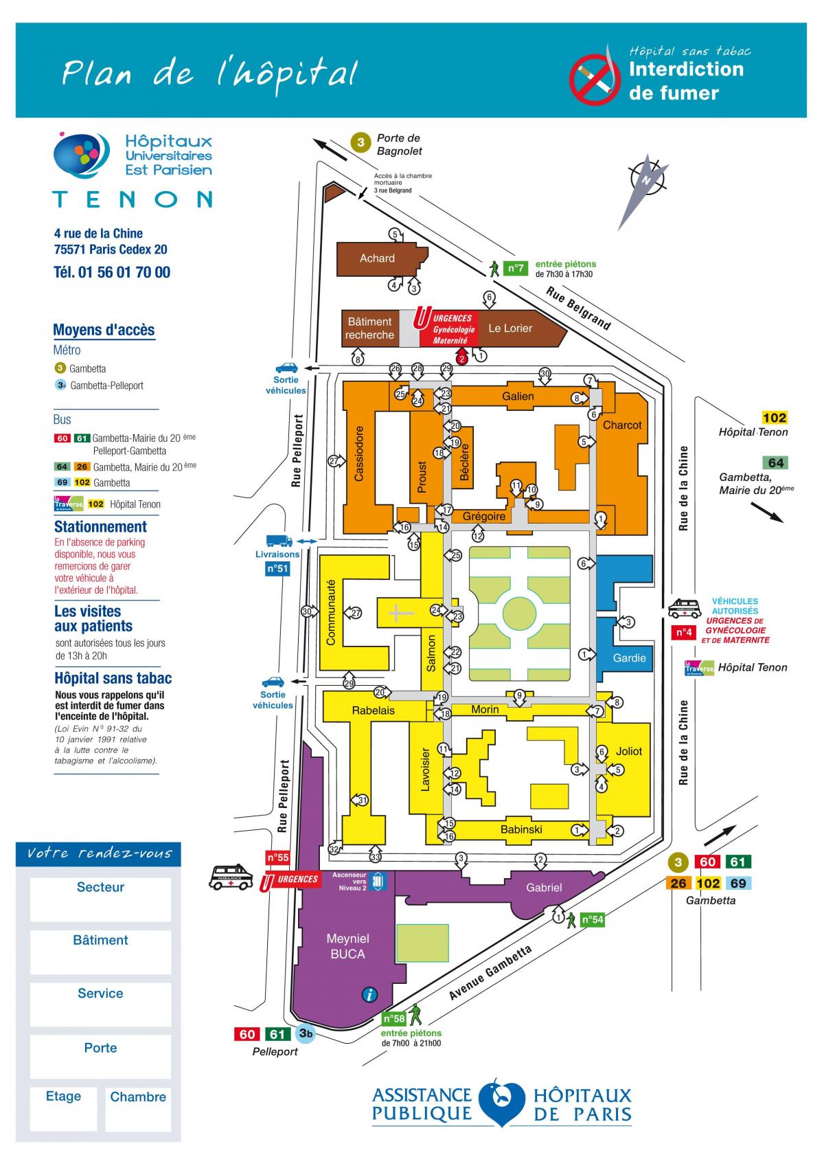 નકશો Tenon હોસ્પિટલ