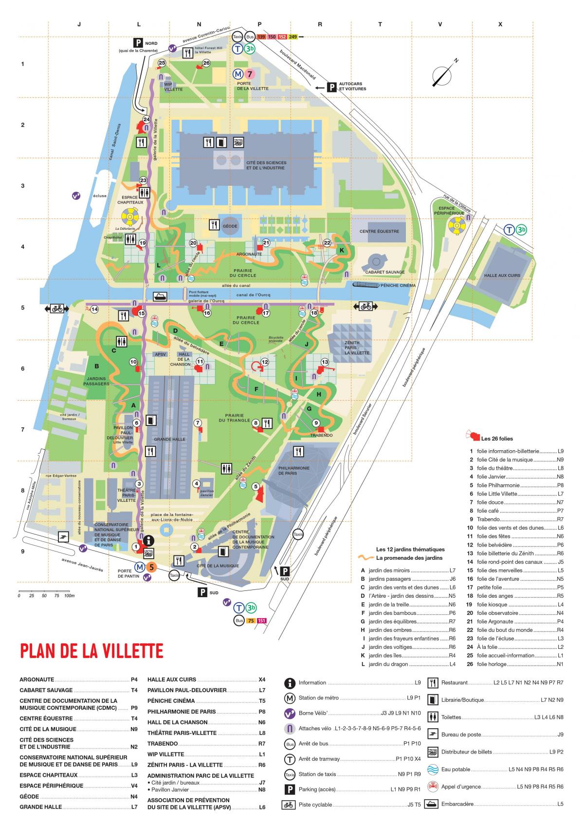 નકશો Parc de la Villette