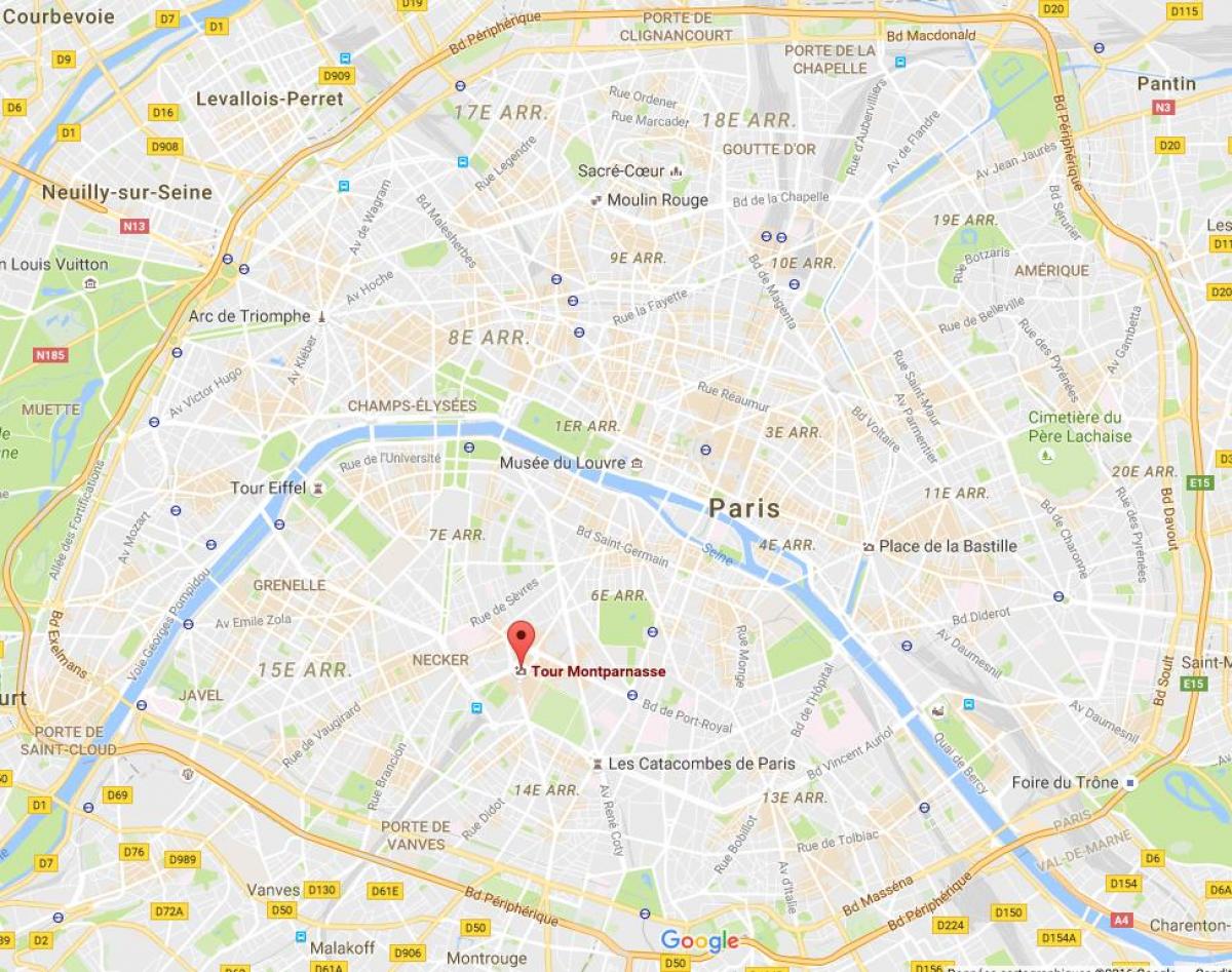 નકશો પ્રવાસ Montparnasse