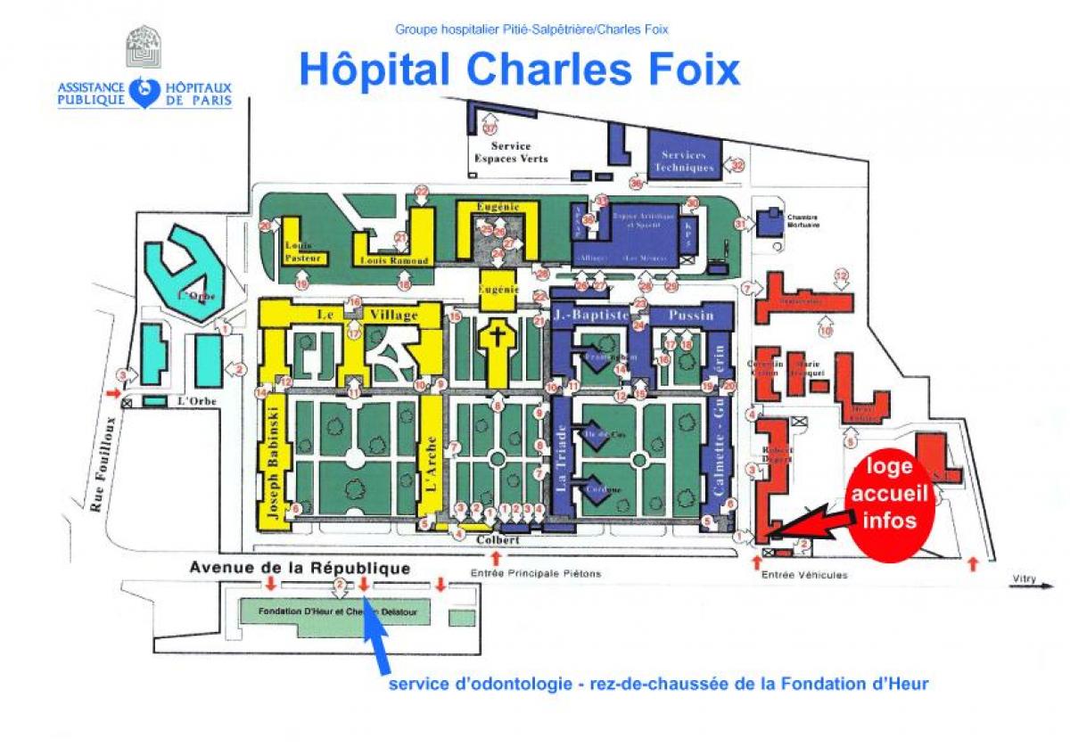 નકશો ચાર્લ્સ-Foix હોસ્પિટલ