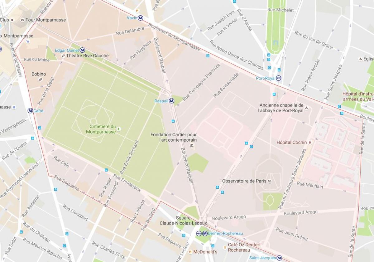 નકશો જિલ્લા Montparnasse