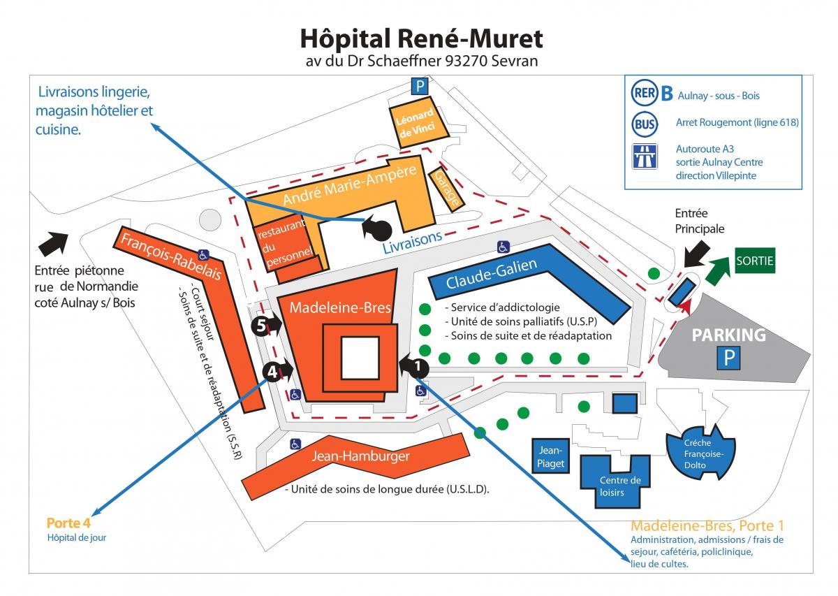 નકશો રેને-Muret હોસ્પિટલ