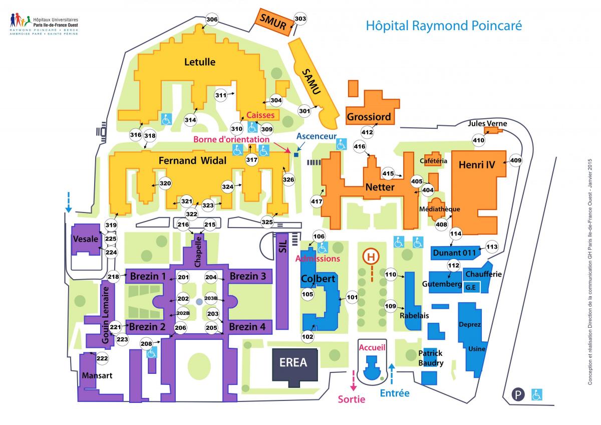 નકશો રેમન્ડ-Poincaré હોસ્પિટલ