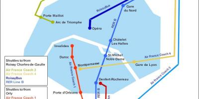 નકશો Paris એરપોર્ટ શટલ